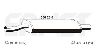  550260 ERNST Средний глушитель выхлопных газов