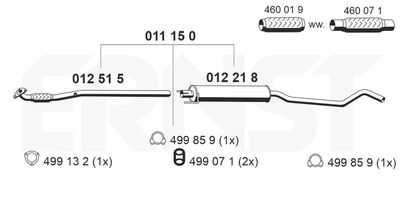  011150 ERNST Средний глушитель выхлопных газов