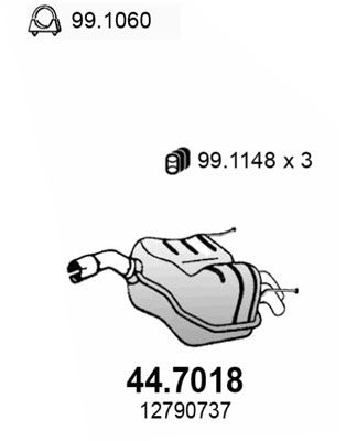  447018 ASSO Глушитель выхлопных газов конечный