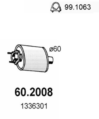  602008 ASSO Предглушитель выхлопных газов