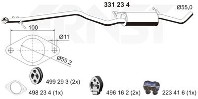  331234 ERNST Средний глушитель выхлопных газов