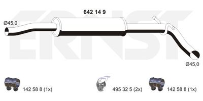  642149 ERNST Средний глушитель выхлопных газов