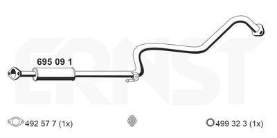  695091 ERNST Средний глушитель выхлопных газов