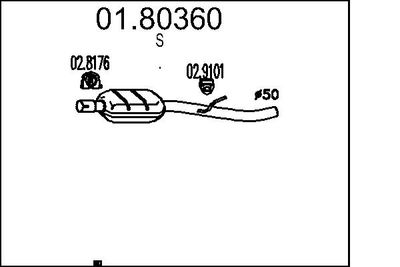  0180360 MTS Средний глушитель выхлопных газов