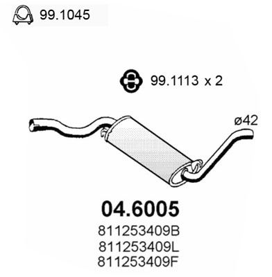  046005 ASSO Средний глушитель выхлопных газов