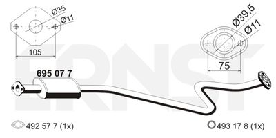  695077 ERNST Средний глушитель выхлопных газов
