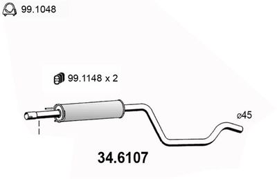  346107 ASSO Средний глушитель выхлопных газов