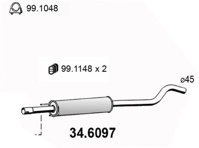  346097 ASSO Средний глушитель выхлопных газов