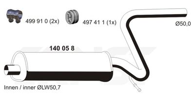  140058 ERNST Средний глушитель выхлопных газов