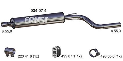  034074 ERNST Средний глушитель выхлопных газов