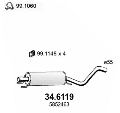  346119 ASSO Средний глушитель выхлопных газов