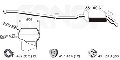  351003 ERNST Глушитель выхлопных газов конечный