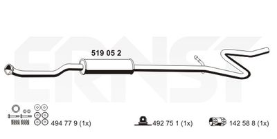  519052 ERNST Средний глушитель выхлопных газов