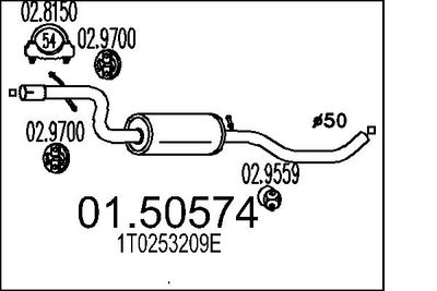  0150574 MTS Средний глушитель выхлопных газов