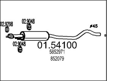  0154100 MTS Средний глушитель выхлопных газов