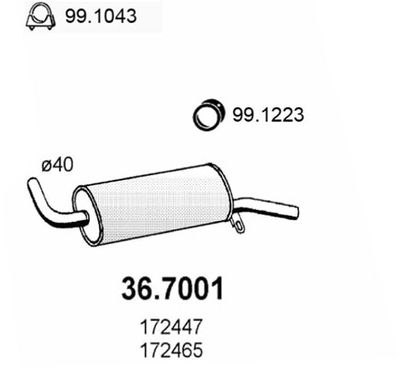  367001 ASSO Глушитель выхлопных газов конечный