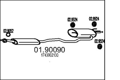  0190090 MTS Глушитель выхлопных газов конечный