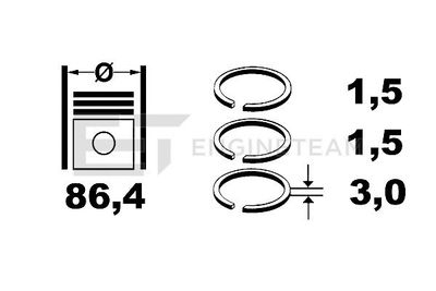  R1001600 ET ENGINETEAM Комплект поршневых колец