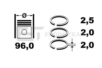  R4001500 ET ENGINETEAM Комплект поршневых колец