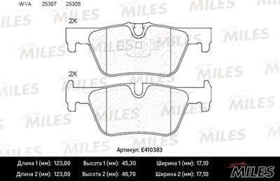 E410383 MILES Комплект тормозных колодок, дисковый тормоз