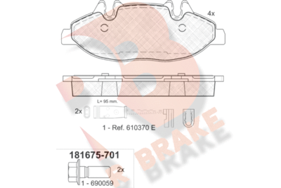 RB1675701 R BRAKE Комплект тормозных колодок, дисковый тормоз