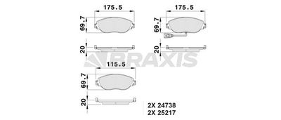 AB0528 BRAXIS Комплект тормозных колодок, дисковый тормоз