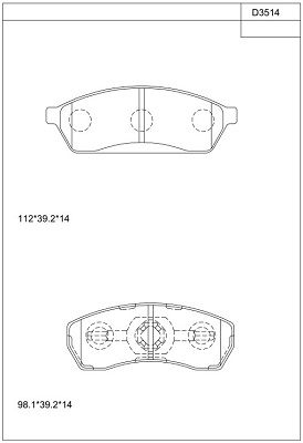 KD3514 ASIMCO Комплект тормозных колодок, дисковый тормоз