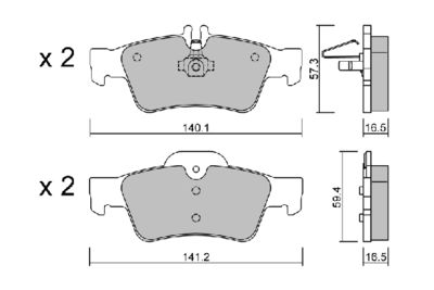 BPMB2004 AISIN Комплект тормозных колодок, дисковый тормоз