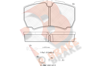 RB1640229 R BRAKE Комплект тормозных колодок, дисковый тормоз