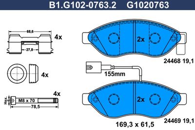 B1G10207632 GALFER Комплект тормозных колодок, дисковый тормоз