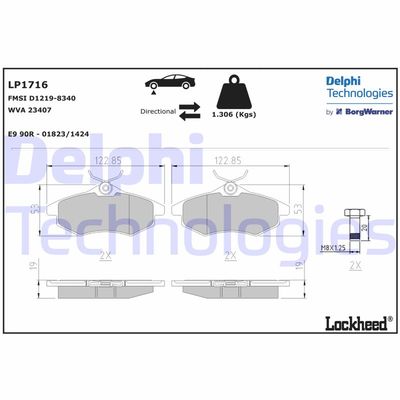 LP1716 DELPHI Комплект тормозных колодок, дисковый тормоз