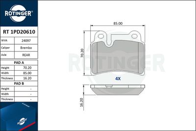 RT1PD20610 ROTINGER Комплект тормозных колодок, дисковый тормоз