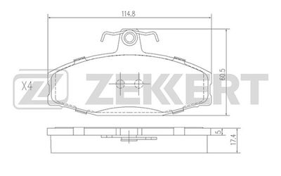 BS2072 ZEKKERT Комплект тормозных колодок, дисковый тормоз