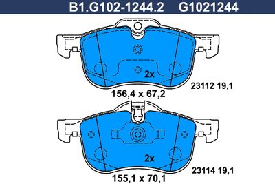 B1G10212442 GALFER Комплект тормозных колодок, дисковый тормоз