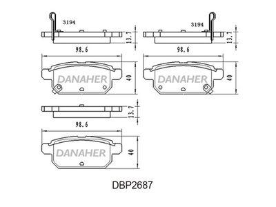 DBP2687 DANAHER Комплект тормозных колодок, дисковый тормоз