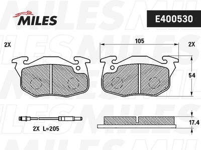 E400530 MILES Комплект тормозных колодок, дисковый тормоз