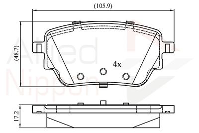 ADB02864 COMLINE Комплект тормозных колодок, дисковый тормоз