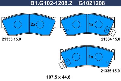 B1G10212082 GALFER Комплект тормозных колодок, дисковый тормоз