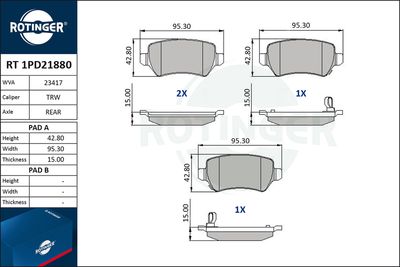 RT1PD21880 ROTINGER Комплект тормозных колодок, дисковый тормоз