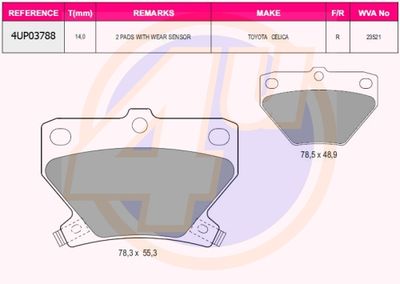 4UP03788 4u Комплект тормозных колодок, дисковый тормоз