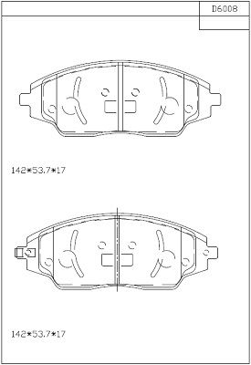 KD6008 ASIMCO Комплект тормозных колодок, дисковый тормоз