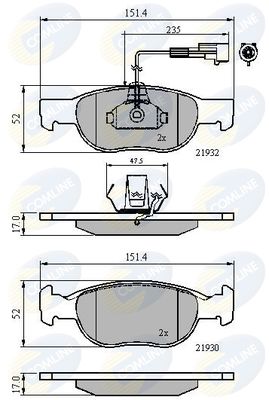 CBP11171 COMLINE Комплект тормозных колодок, дисковый тормоз