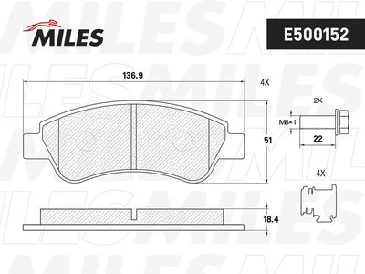 E500152 MILES Комплект тормозных колодок, дисковый тормоз