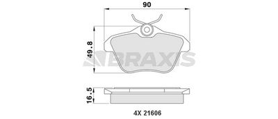 AA0166 BRAXIS Комплект тормозных колодок, дисковый тормоз