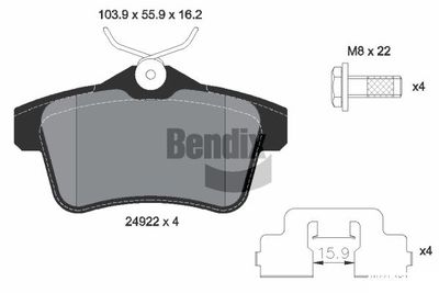 BPD1572 BENDIX Braking Комплект тормозных колодок, дисковый тормоз