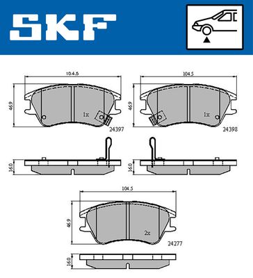 VKBP80621A SKF Комплект тормозных колодок, дисковый тормоз