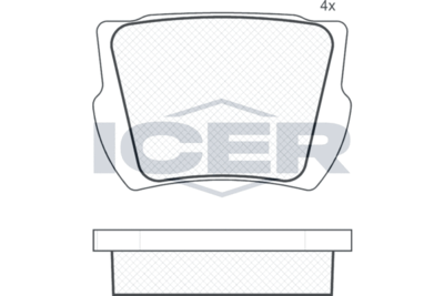 180040 ICER Комплект тормозных колодок, дисковый тормоз