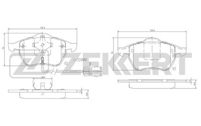 BS2847 ZEKKERT Комплект тормозных колодок, дисковый тормоз