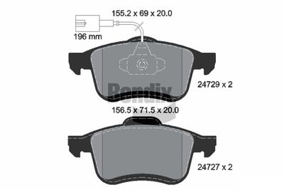 BPD1242 BENDIX Braking Комплект тормозных колодок, дисковый тормоз