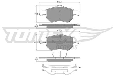 TX1530 TOMEX Brakes Комплект тормозных колодок, дисковый тормоз